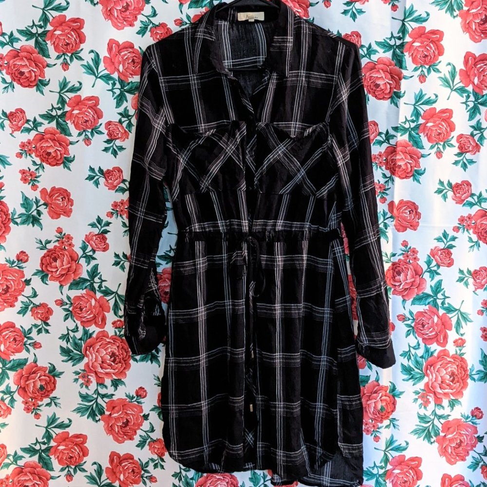 LOVE NOTES ✨ Long Sleeve Plaid Button Shirt Dress